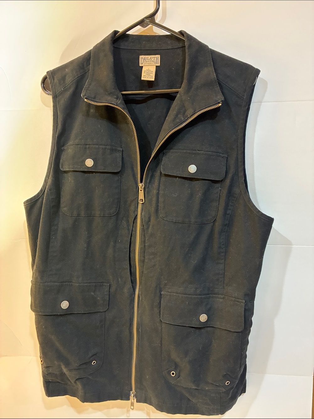 Duluth Trading Co. Black Canvas Utility Vest with Snap Pockets